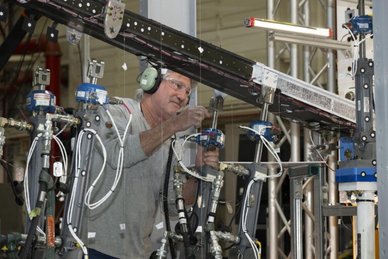 SWEET-15 truss-braced wing test article installed in NASA Armstrong Flight Loads Laboratory