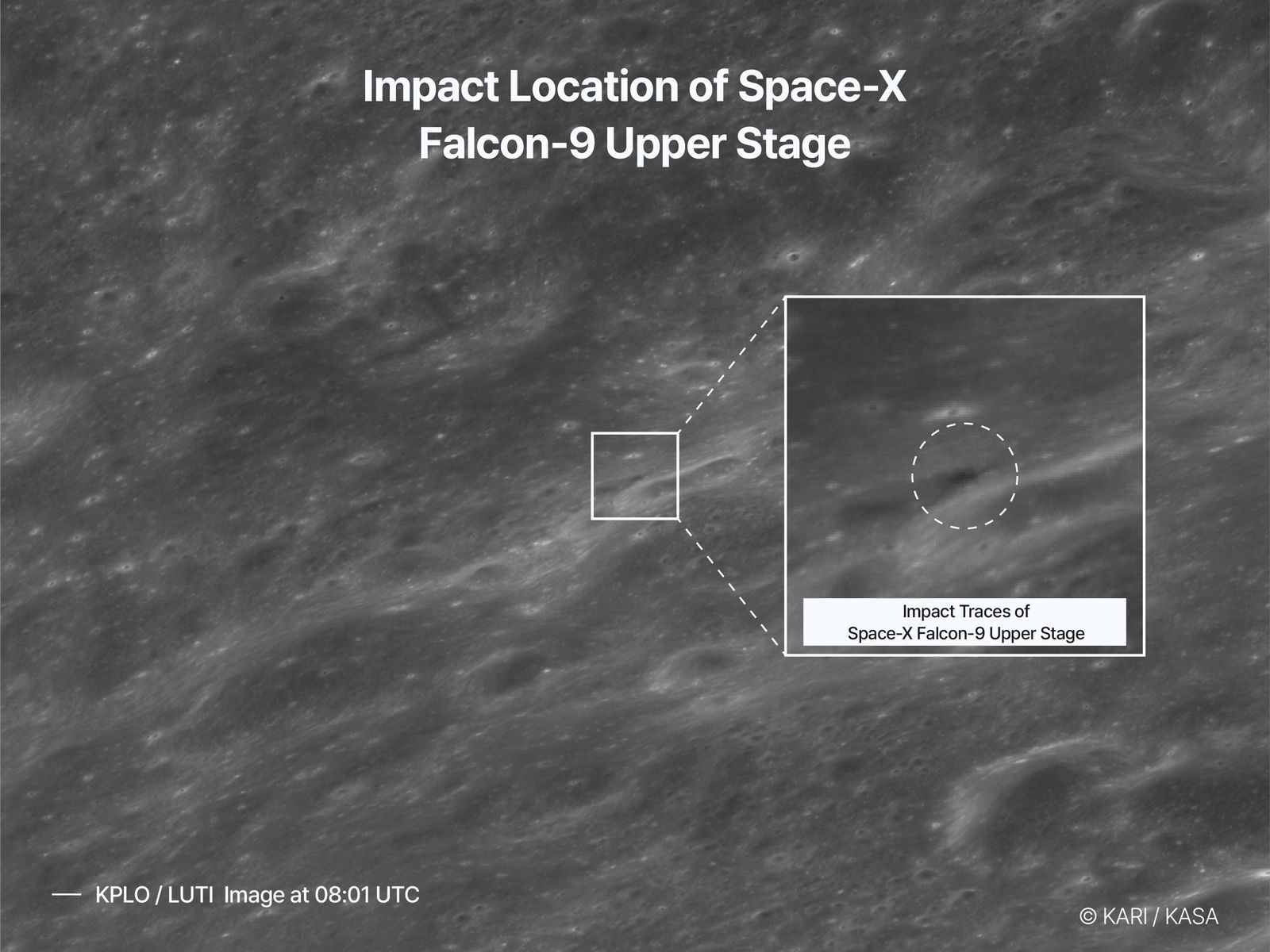 The Falcon 9 rocket&amp;#39;s upper stage left its mark on the moon&amp;#39;s surface.&amp;nbsp;