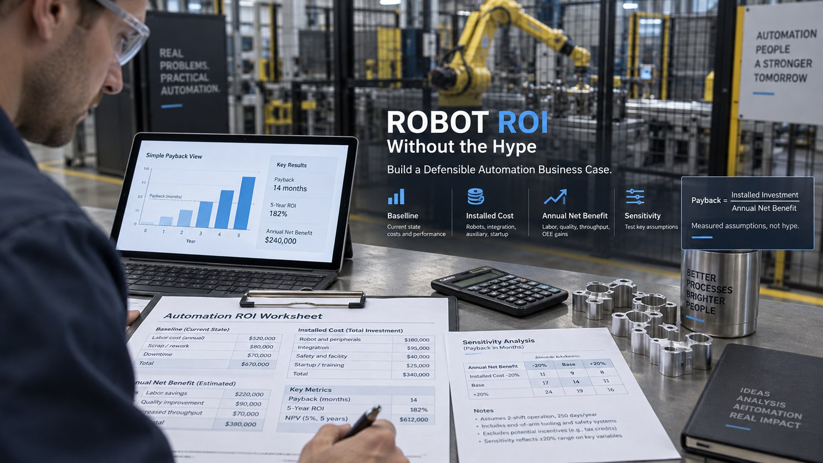 Roboter-ROI berechnen: Geschäftsnutzen ohne Scheingenauigkeit prüfen