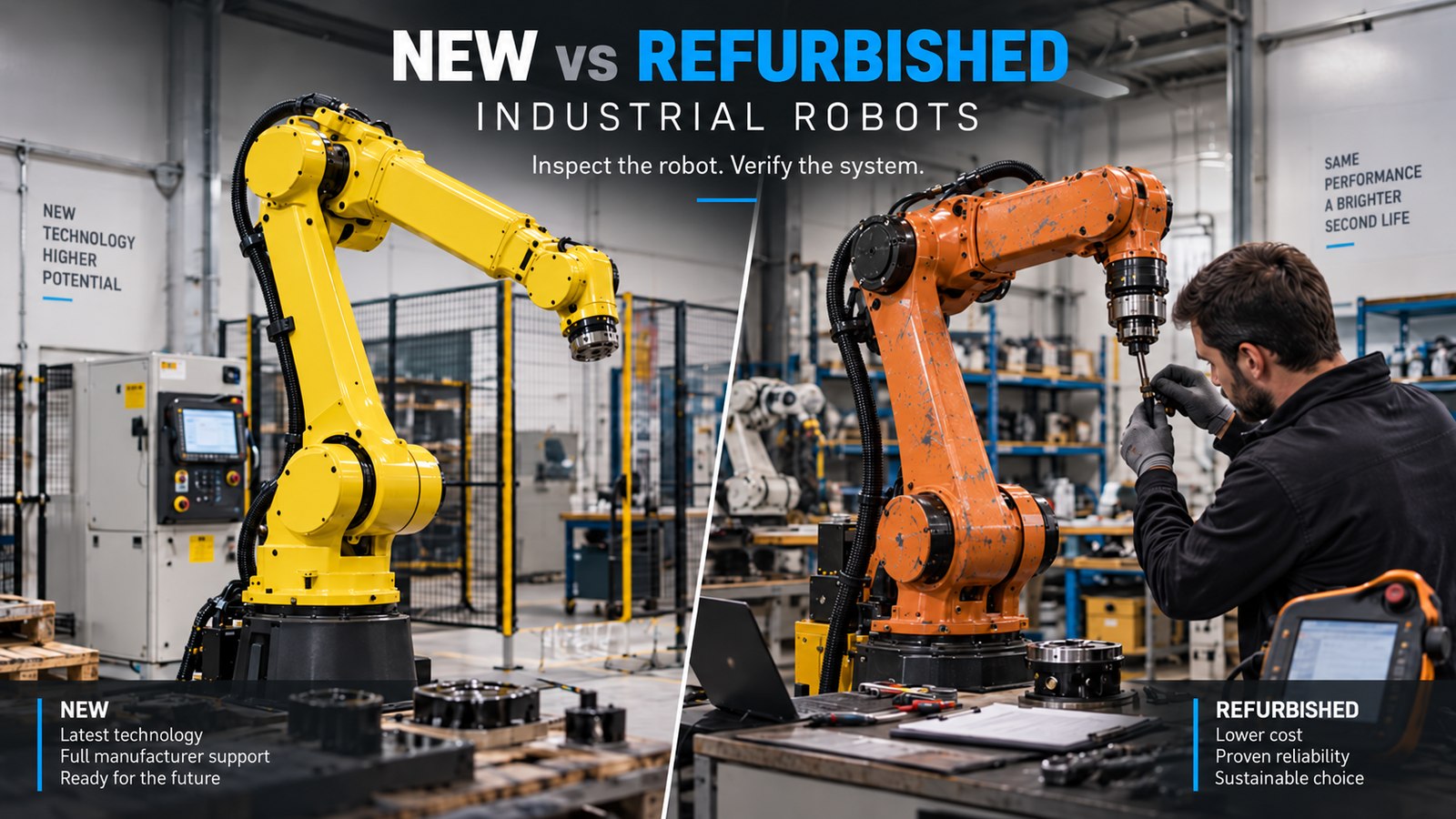 Neuer oder generalüberholter Industrieroboter? Zustand, Integration und Risiko vergleichen
