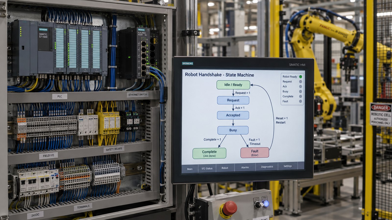 plc robot handshake state machine recovery