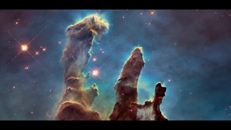 Hubble imagery of the Pillars of Creation in the Eagle Nebula, Sh2-49; one example from the Sharpless catalog, not the complete 313-object mosaic.
